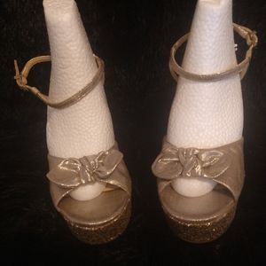 Jessica Simpson gold glitter wedge's